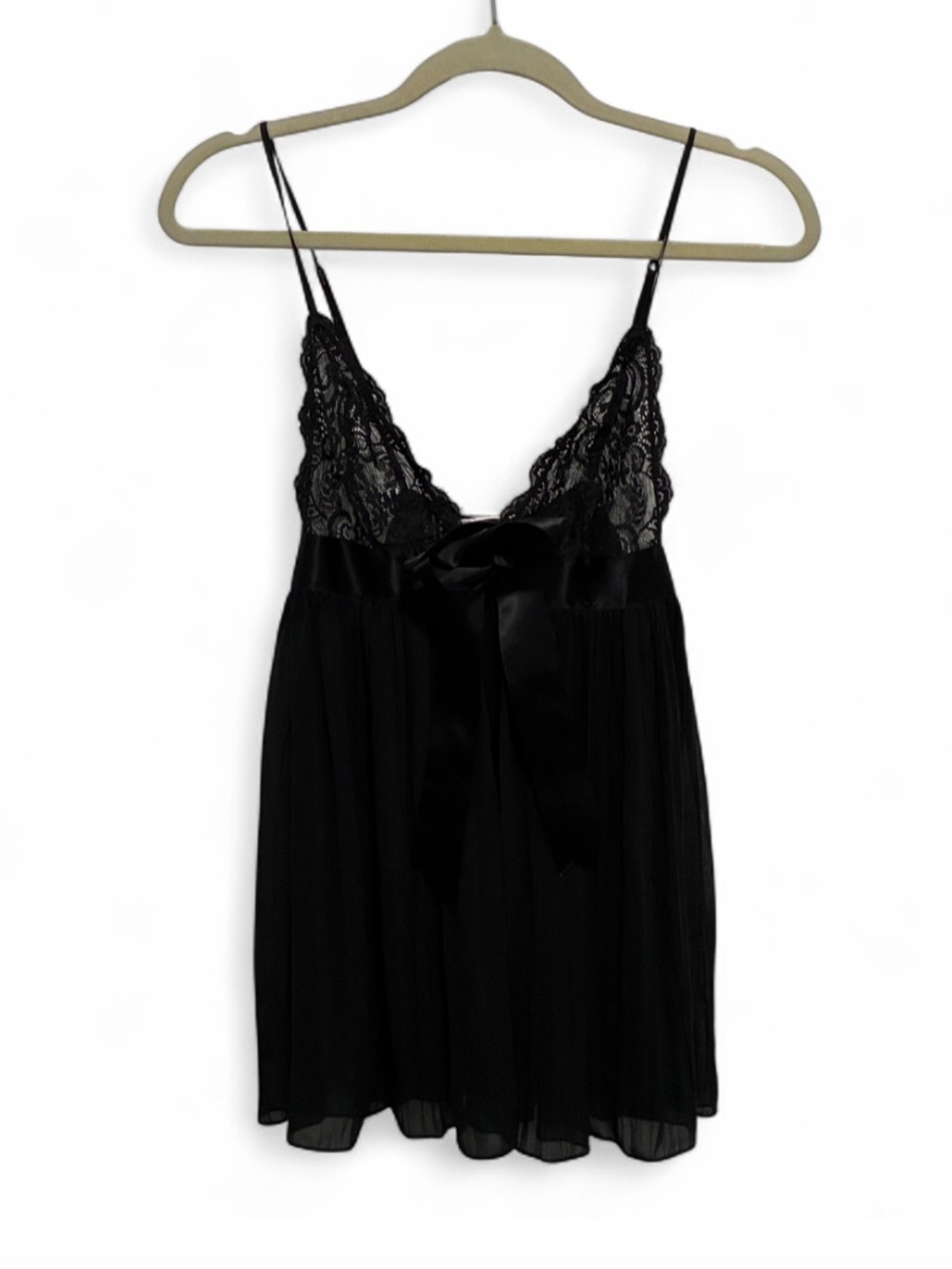 Y2K Victoria’s Secret Black Lace Babydoll Chemise Tank Top